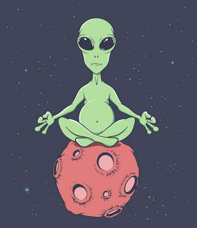 Alien sits in the lotus positionのイラスト素材
