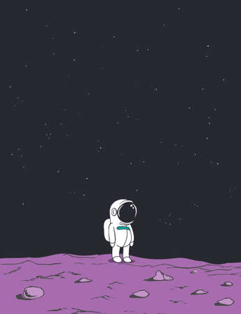 Cute baby astronaut stands aloneのイラスト素材