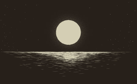 Sunset at the night seaのイラスト素材