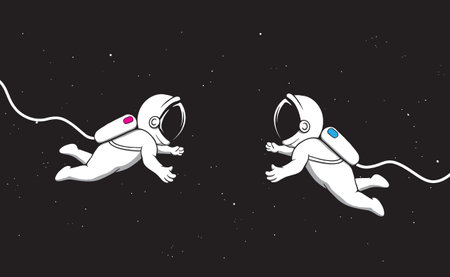 Cosmic love of astronauts in spaceのイラスト素材