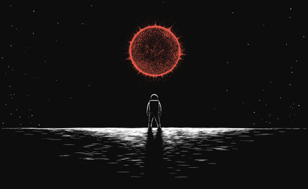 Astronaut looks to the big starのイラスト素材