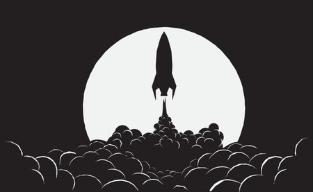 rocket launch to deep spaceのイラスト素材