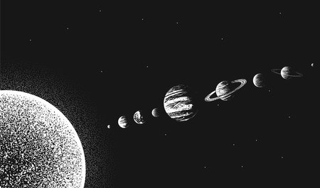 Solar system.Sun and all our planetsのイラスト素材