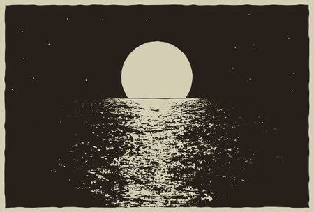 Sunset at the night oceanのイラスト素材