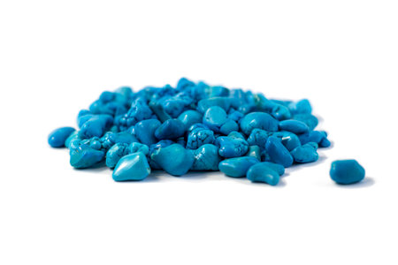 turquoise jewel stones isolated on white background, group of objects