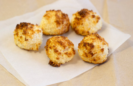 Homemade coconut macaroons coconut meringue cookies, traditional German Christmas cookies...