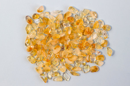 Citrine yellow gem geode crystals geological mineral as nice background close up