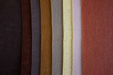 Set of colorful pink and purple felt samples, multicolor, bright, closeup as nice background top...