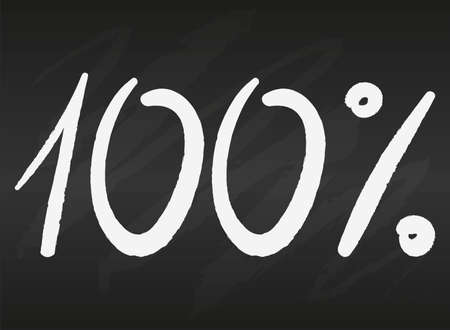 100 One hundred percent sign on black chalkboard Simple flat vector illustrationのイラスト素材
