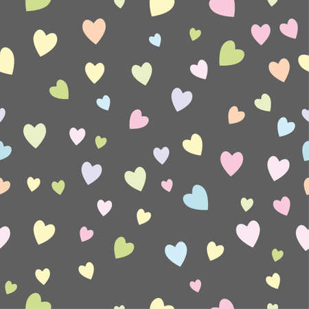 Simple cute seamless pattern with red hearts for packaging and fabric, flat vector illustrationのイラスト素材
