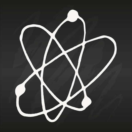 Chalk Atom icon isolated on black background. Symbol of science, education, nuclear physics, scientific researchのイラスト素材