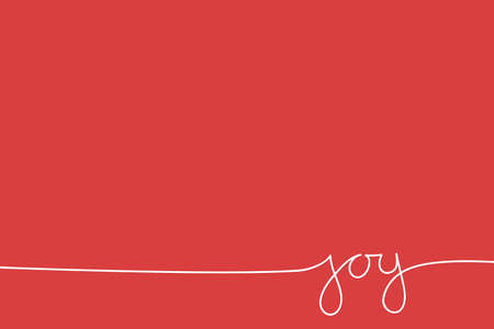 Joy text Red one stroke outline sign Christmas icon. Stylized lettering Simple flat vector illustrationのイラスト素材