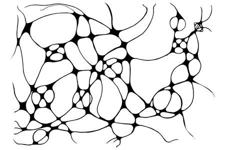 Neurographic lines sketch vector illustration. Abstract chaotic wavy curves pattern background. Hand drawn monochrome neuroart. Right Brain Drawing. Concept of subconscious mind.のイラスト素材