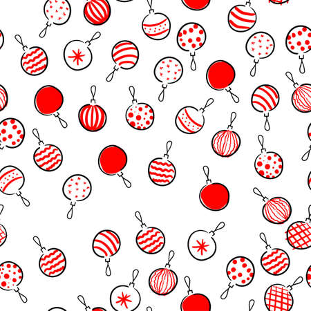 Christmas seamless pattern with gifts, candies, snowflakes, simple flat vector illustrationのイラスト素材