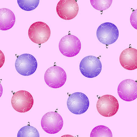Christmas seamless pattern with balls, flat vector illustrationのイラスト素材