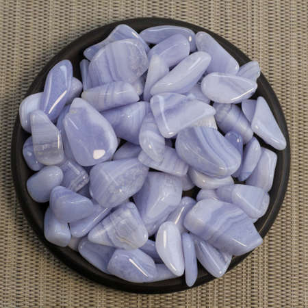 Blue Agate, sapphirine mineral gem stone as nice background, blue chalcedon close upの写真素材