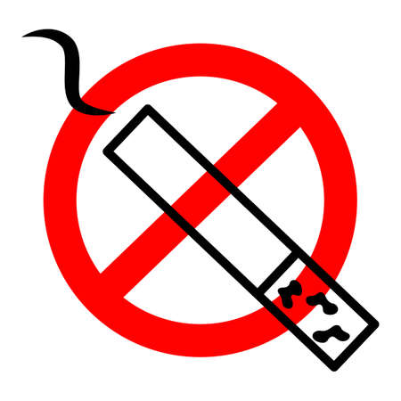 Vector monochrome illustration of No smoking cigarette logo Simple outlineのイラスト素材