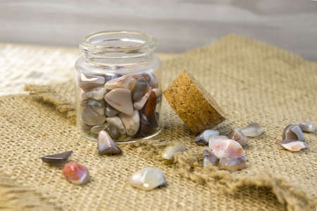 Natural Agate, various types and color, gems mineral collection as nice natural background top view