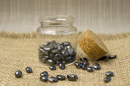 Hematite mineral texture as nice natural texture background close up top view
