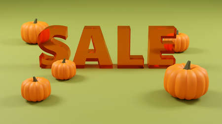Luxury glass inscription autumn Sale on grey podium, soft light, smooth background, 3d renderingの写真素材