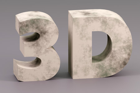 Luxury concrete inscription 3d on gray podium, soft light, front view smooth background, 3d renderingの写真素材