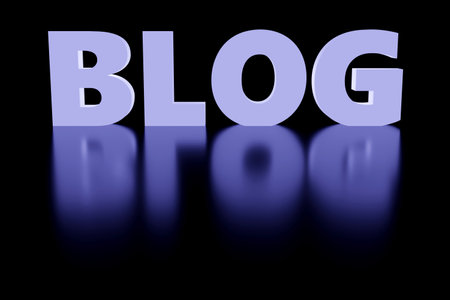 Luxury glass inscription blog on black podium, soft light, front view smooth background, 3d renderingの写真素材