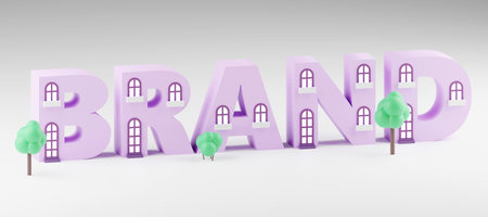 3d rendered word brand over grey background. Branding concept. 3D rendering illustrationの写真素材