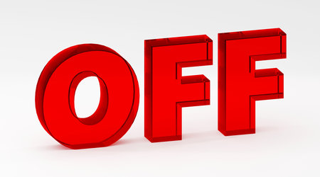 Luxury red glass bright red sign off Minimal Concept 3D render Illustration