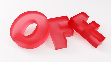 Luxury red glass bright red sign off Minimal Concept 3D render Illustrationの写真素材