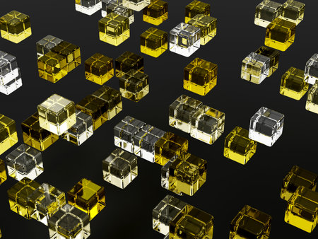 3d rendered abstract bright yellow background with colorful cubes wallpaper