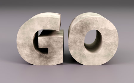 3d render sign go on Concrete and gray background. simple minimalism concept. Simple minimalism concept, 3d illustrationの写真素材
