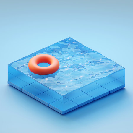 A Swimming pool. 3D rendered Illustration. Square piece of waterの写真素材