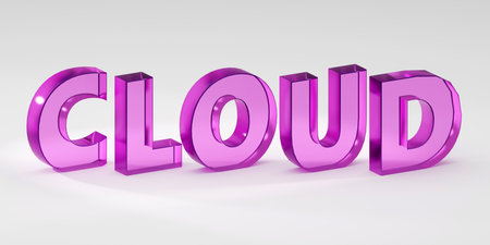 3d render sign cloud made by purple glass and light background. Simple minimalism concept. Simple...