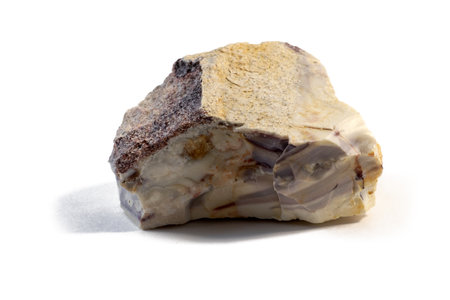 Pelitic Schist Rock placed isolated on white Background close upの写真素材