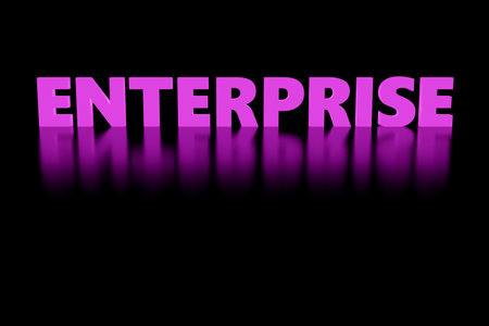 3d render sign purple enterprise glowing text and black background. Simple minimalism concept. Simple minimalism concept, 3d illustrationの写真素材
