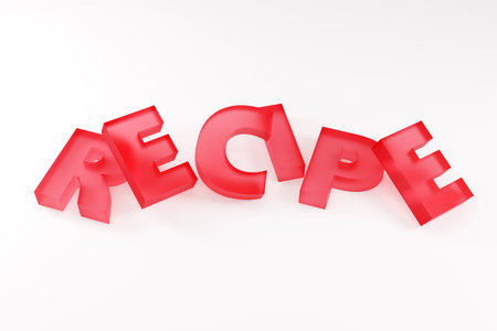 red glass material letters sign, soft light, front viewの写真素材