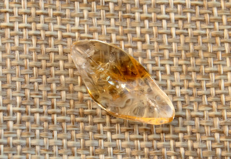Citrine yellow gem geode crystals geological mineral as nice background close up top view