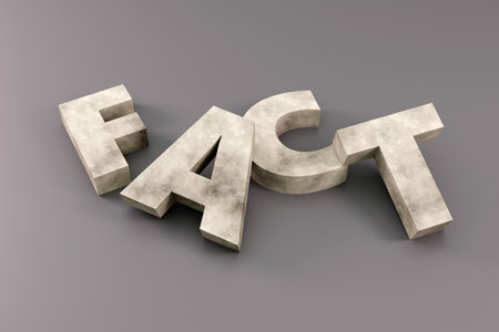 3d fact made of concrete on grey background, 3d render, signの写真素材