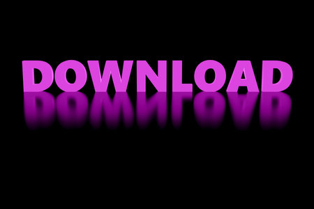 Luxury purple glowing inscription download on black podium, soft light, smooth background, 3d renderingの写真素材