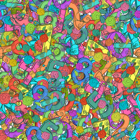 Seamless floral pattern of numerals for your design.のイラスト素材