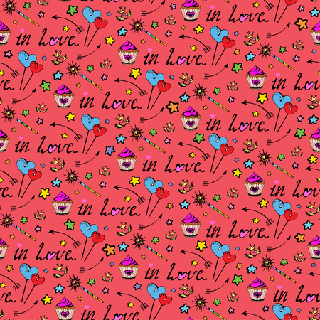 Vector seamless pattern of Valentine's Dayのイラスト素材