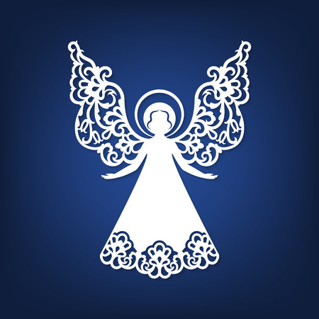 Laser cut paper Christmas angel decoration design.のイラスト素材