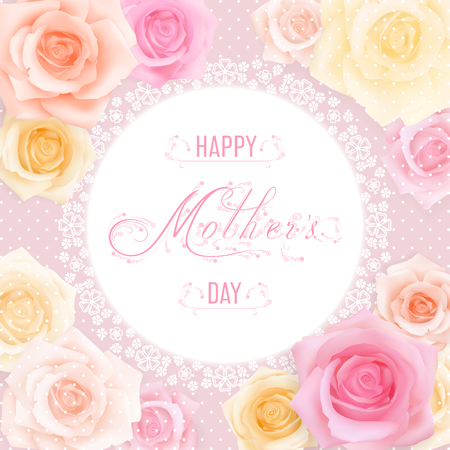 Happy Mother's day card with rosesのイラスト素材