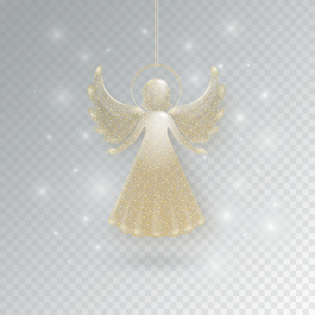 Christmas angels with wings and nimbusのイラスト素材