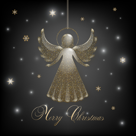 Christmas glass angels with wings and nimbusのイラスト素材
