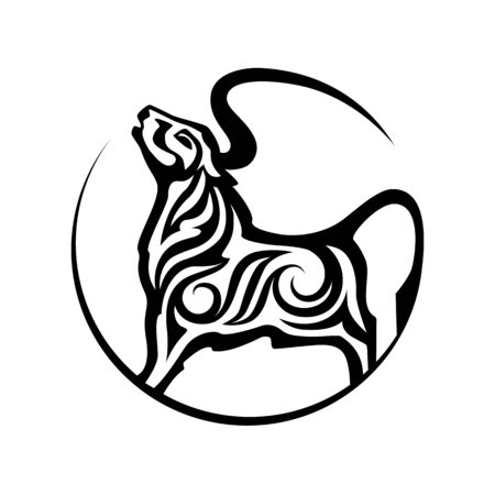 Bull isolated silhouette Chinese Zodiac Sign of 2021 Year.のイラスト素材
