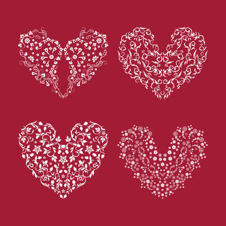 Hearts collection white on redのイラスト素材