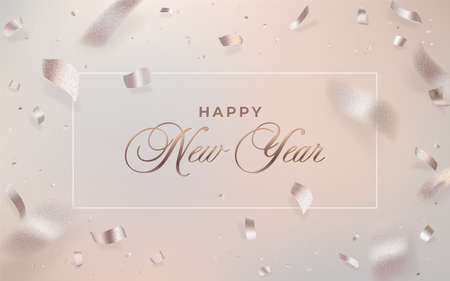 Happy New Year greetind card with confetti fireworks