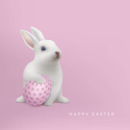 Happy Easter background with hare and Easter eggsのイラスト素材