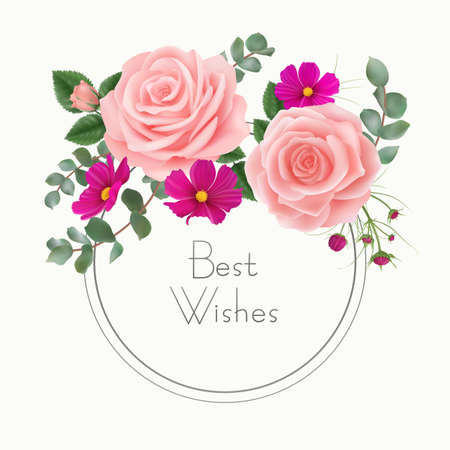 Best wishes floral greeting cardのイラスト素材